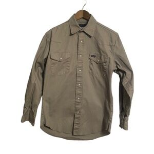 Men’s Gray Wrangler Western Button-Up Long Sleeve Shirt Outdoors Yellowstone